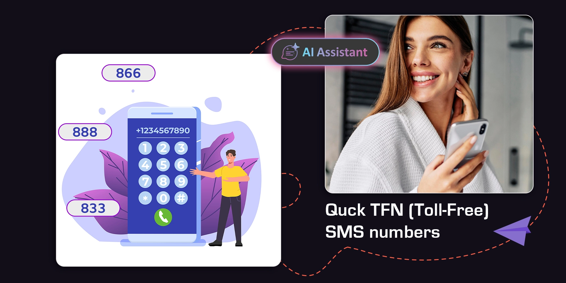 Quck TFN (Toll-Free) SMS numbers & AI assistance for SMS marketing suggest